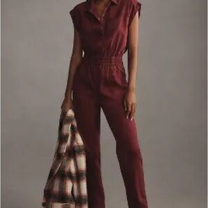 Anthropologie PISTOLA Women's Burgundy Jumpsuit